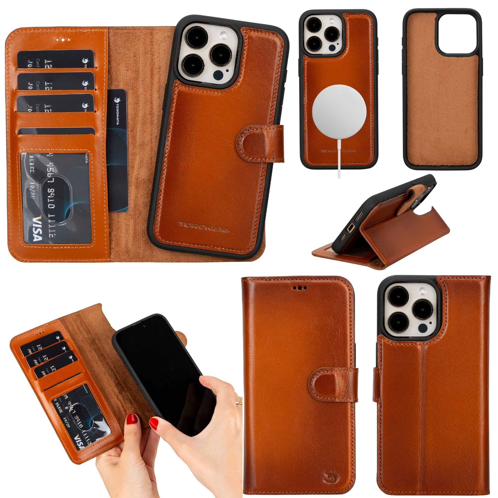 Casper Leather iPhone 15 Pro Max Wallet Case | Detachable MagSafe Compatible RFID Protection