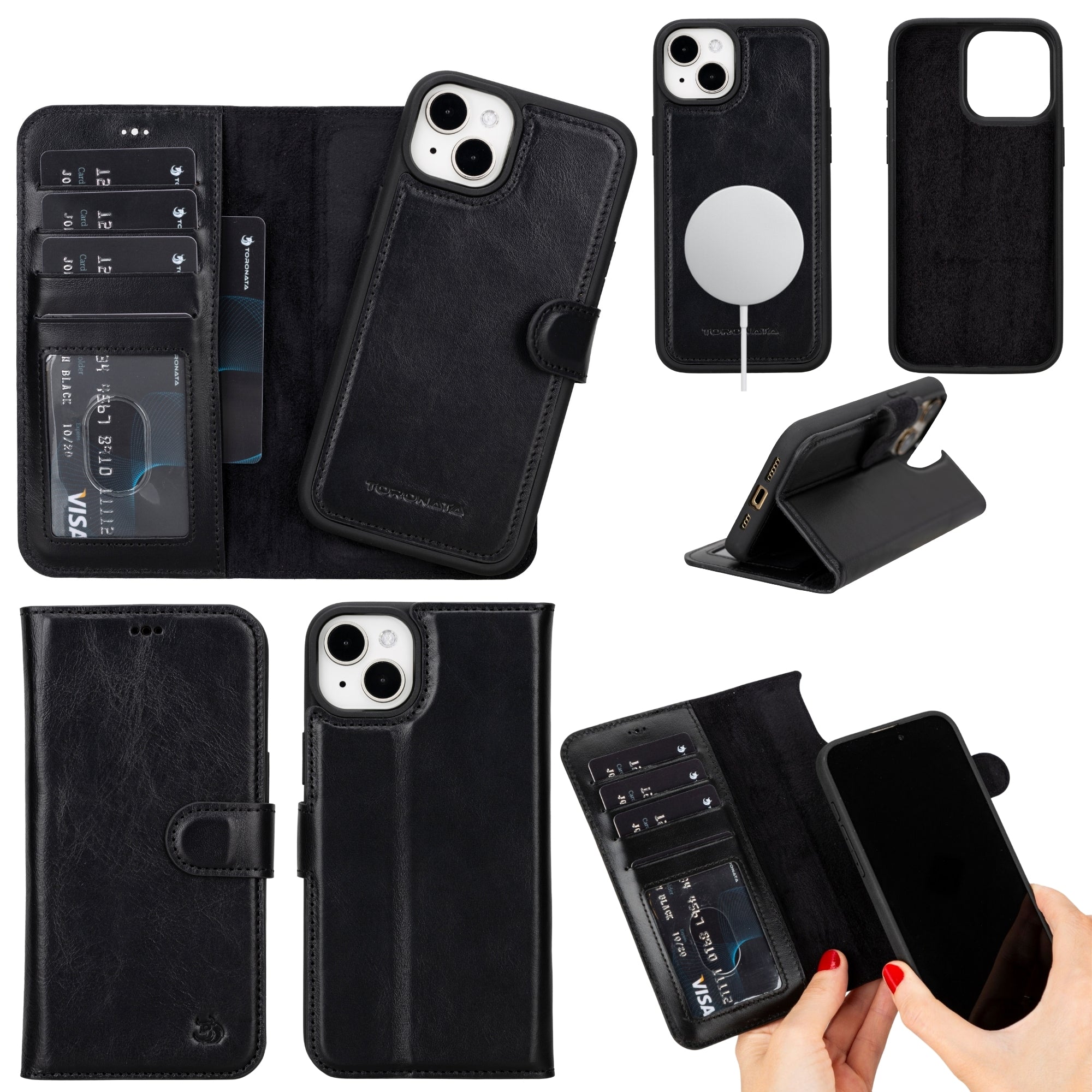 Casper Leather iPhone 15 Plus Wallet Case | Detachable MagSafe Compatible RFID Protection