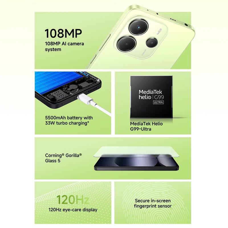 Xiaomi Redmi Note 14 – 108MP AI Camera | 6.67" AMOLED 120Hz | 5500mAh | Global Version