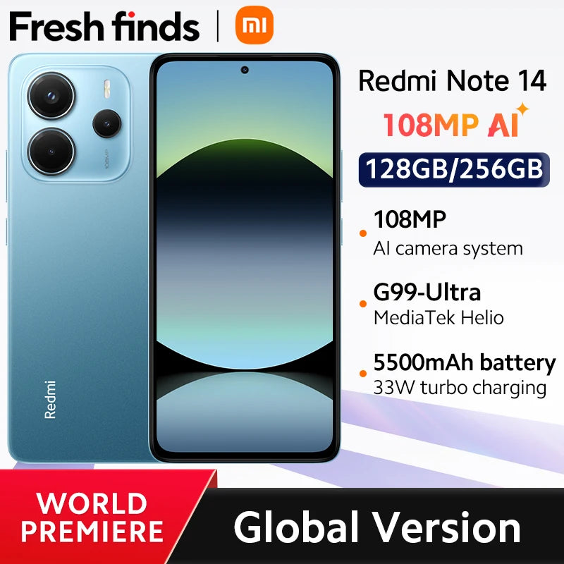 Xiaomi Redmi Note 14 – 108MP AI Camera | 6.67" AMOLED 120Hz | 5500mAh | Global Version